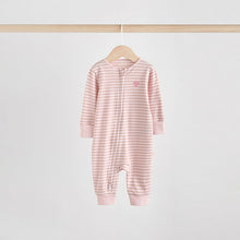Load image into Gallery viewer, Pink 4 Pack Two Way Zip Baby Sleepsuits (0-18mths)
