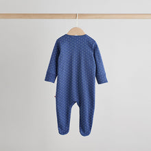 Load image into Gallery viewer, Navy Two Way Zip Baby Sleepsuits 3 Pack (0-18mths)
