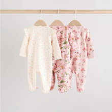 Load image into Gallery viewer, Pink Two Way Zip Sleepsuits 3 Pack (0-18mths)
