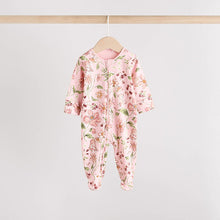 Load image into Gallery viewer, Pink Two Way Zip Sleepsuits 3 Pack (0-18mths)
