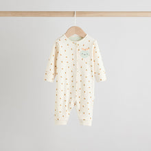 Load image into Gallery viewer, Cream 3 Pack Baby Sleepsuits (0-18mths)
