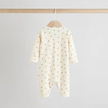 Load image into Gallery viewer, Cream 3 Pack Baby Sleepsuits (0-18mths)
