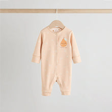 Load image into Gallery viewer, Cream 3 Pack Baby Sleepsuits (0-18mths)
