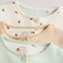 Load image into Gallery viewer, Cream 3 Pack Baby Sleepsuits (0-18mths)
