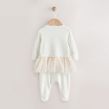Load image into Gallery viewer, Ecru Bunny Tutu Baby Sleepsuit (0-18mths)
