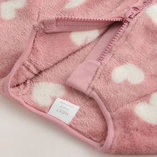 Load image into Gallery viewer, Pink Heart Print Baby Fleece Sleepsuit

