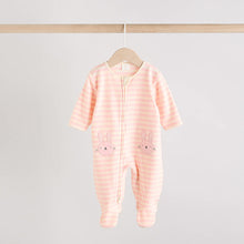 Load image into Gallery viewer, Pink 2 Pack Micro Fleece Two Way Zip Baby Sleepsuits
