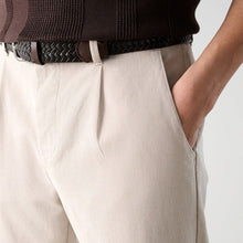 Load image into Gallery viewer, Light Stone Belted Cotton Linen Trousers
