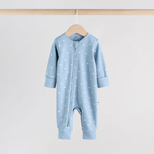 Load image into Gallery viewer, Blue 4 Pack Baby Footless Two Way Zip Sleepsuits 4 Pack (0-18mths)
