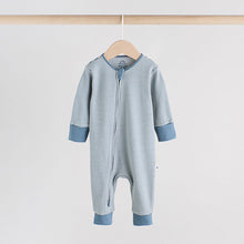 Load image into Gallery viewer, Blue 4 Pack Baby Footless Two Way Zip Sleepsuits 4 Pack (0-18mths)

