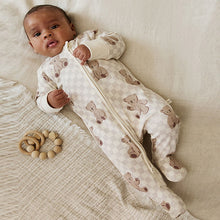 Load image into Gallery viewer, Brown Bear Print Two Way Zip Baby Sleepsuits 4 Pack (0-18mths)
