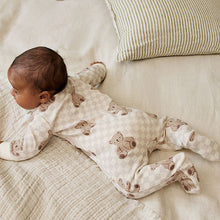 Load image into Gallery viewer, Brown Bear Print Two Way Zip Baby Sleepsuits 4 Pack (0-18mths)
