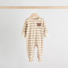 Load image into Gallery viewer, Brown Bear Print Two Way Zip Baby Sleepsuits 4 Pack (0-18mths)
