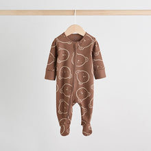Load image into Gallery viewer, Brown Bear Print Two Way Zip Baby Sleepsuits 4 Pack (0-18mths)
