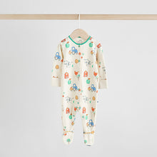 Load image into Gallery viewer, Blue Embroidered Baby Sleepsuits 3 Pack (0-18mths)
