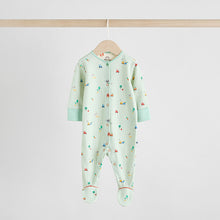 Load image into Gallery viewer, Blue Embroidered Baby Sleepsuits 3 Pack (0-18mths)
