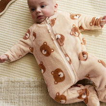 Load image into Gallery viewer, Brown Bear Fleece Baby Sleepsuit
