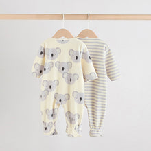 Load image into Gallery viewer, Grey Baby Micro Fleece Two Way Zip Sleepsuits 2 Pack
