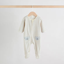 Load image into Gallery viewer, Grey Baby Micro Fleece Two Way Zip Sleepsuits 2 Pack

