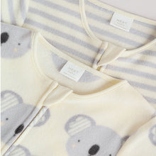 Load image into Gallery viewer, Grey Baby Micro Fleece Two Way Zip Sleepsuits 2 Pack
