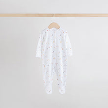 Load image into Gallery viewer, White 4 Pack Popper Baby Sleepsuits (0-18mths)
