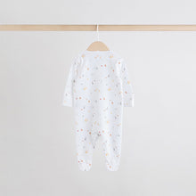 Load image into Gallery viewer, White 4 Pack Popper Baby Sleepsuits (0-18mths)
