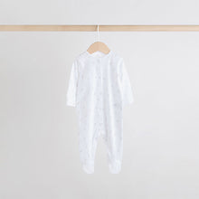Load image into Gallery viewer, White 4 Pack Popper Baby Sleepsuits (0-18mths)
