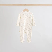Load image into Gallery viewer, Cream 4 Pack Two Way Zip Baby Sleepsuits (0-18mths)
