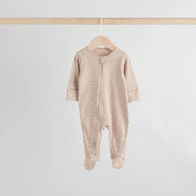 Load image into Gallery viewer, Cream 4 Pack Two Way Zip Baby Sleepsuits (0-18mths)
