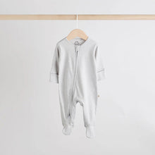 Load image into Gallery viewer, Cream 4 Pack Two Way Zip Baby Sleepsuits (0-18mths)
