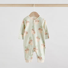 Load image into Gallery viewer, Cream Autumn Pumpkin Two Way Zip Footless Baby Sleepsuits 3 Pack (0-18mths)
