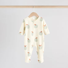 Load image into Gallery viewer, Sage Green Apple Baby Micro Fleece Two Way Zip Sleepsuits 2 Pack
