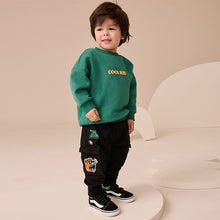 Load image into Gallery viewer, Black Varsity Regular Fit Cargo Trousers (3mths-6yrs)
