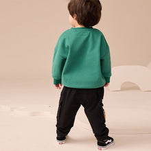 Load image into Gallery viewer, Black Varsity Regular Fit Cargo Trousers (3mths-6yrs)
