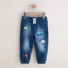Load image into Gallery viewer, Mid Blue Farm Character Wide Fit Barrel Jeans (3mths-6yrs)
