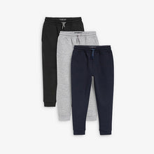 Load image into Gallery viewer, Black/Grey/Navy Slim Fit Joggers 3 Pack (3-12yrs)
