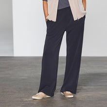 Load image into Gallery viewer, Black Slinky Supersoft Jersey Modal Blend Wide Leg Pull On Trousers
