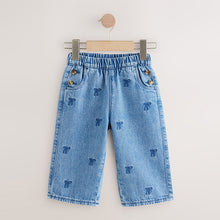 Load image into Gallery viewer, Mid Blue Denim Bow Embroidered Jeans (3mths-6yrs)
