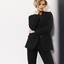 Load image into Gallery viewer, Black Tailored Single Breasted Blazer With Wool
