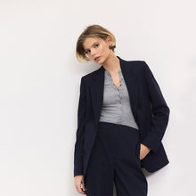 Load image into Gallery viewer, Navy Blue Tailored Single Breasted Blazer With Wool
