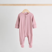 Load image into Gallery viewer, Pink 3 Pack Two Way Zip Baby Sleepsuits (0-18mths)
