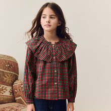 Load image into Gallery viewer, Red Check Ruffle Collar Blouse (3-12yrs)
