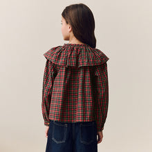 Load image into Gallery viewer, Red Check Ruffle Collar Blouse (3-12yrs)
