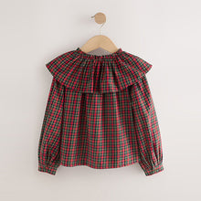 Load image into Gallery viewer, Red Check Ruffle Collar Blouse (3-12yrs)
