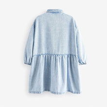 Load image into Gallery viewer, Pale Wash Denim Diamante Shirt Dress (3-12yrs)
