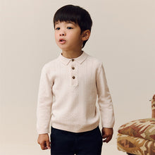 Load image into Gallery viewer, Cream Cable Knit Polo Shirt (3mths-6yrs)
