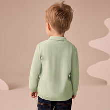 Load image into Gallery viewer, Sage Green All-Over Embroidered Knitted Polo Shirt (3mths-6yrs)
