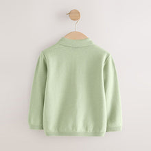 Load image into Gallery viewer, Sage Green All-Over Embroidered Knitted Polo Shirt (3mths-6yrs)
