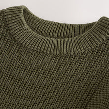 Load image into Gallery viewer, Khaki Green Utility Knitted Crew Neck Jumper (3-12yrs)
