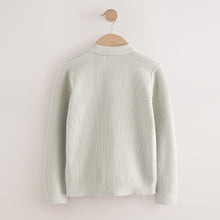 Load image into Gallery viewer, Grey Long Sleeve Zip Neck Knitted Polo Shirt (3-12yrs)
